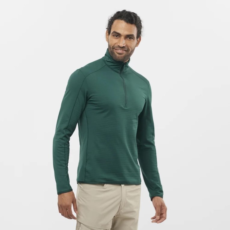 Moletom Salomon Essential Lightwarm Half Zip Masculino Verdes | PT Z61840